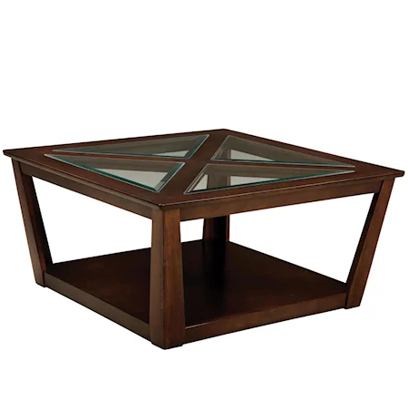 Square Cocktail Table with Beveled Glass Top